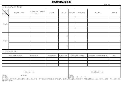 股东情况变动表(税务局要求格式)