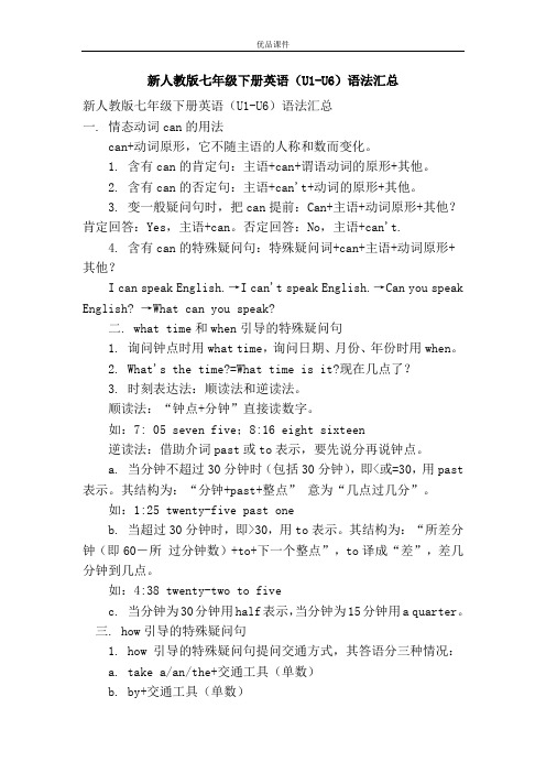 优品课件之新人教版七年级下册英语(U1-U6)语法汇总