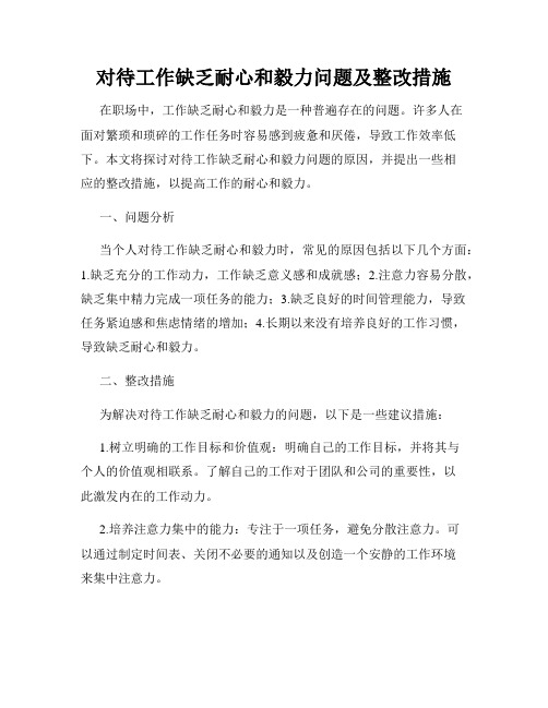 对待工作缺乏耐心和毅力问题及整改措施