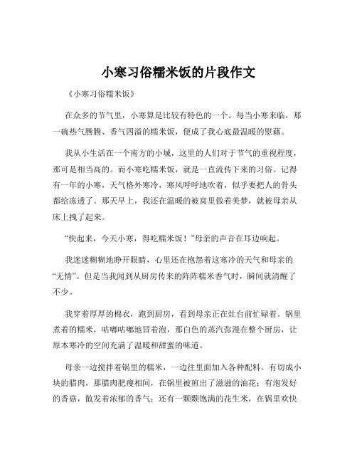 小寒习俗糯米饭的片段作文