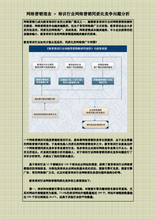 网络营销理念-培训行业网络营销同质化竞争问题分析