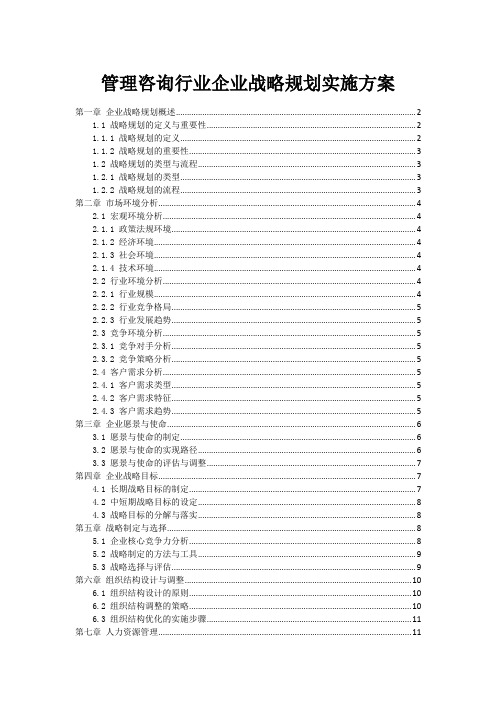 管理咨询行业企业战略规划实施方案