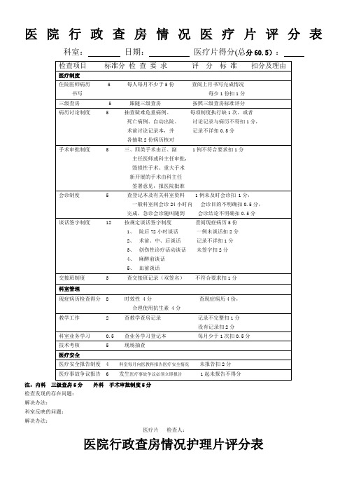 行政查房评分表