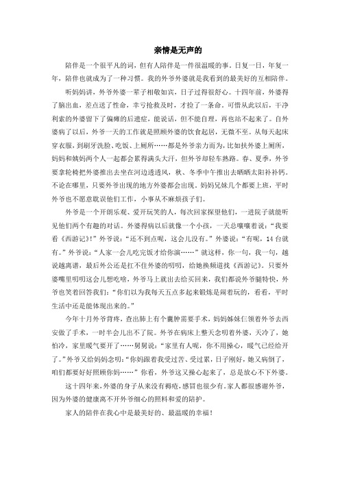 亲情是无声作文800字