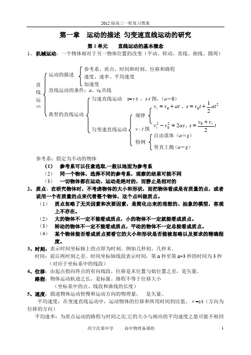 高三物理第一轮复习教案第一册力学部分