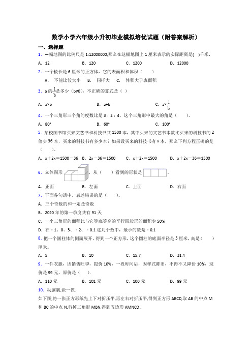 数学小学六年级小升初毕业模拟培优试题(附答案解析)