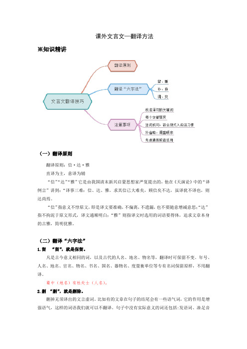 第9讲课外文言文翻译方法暑假讲义(教师版)六年级语文(五四制)上册