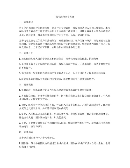 保险运营竞赛方案