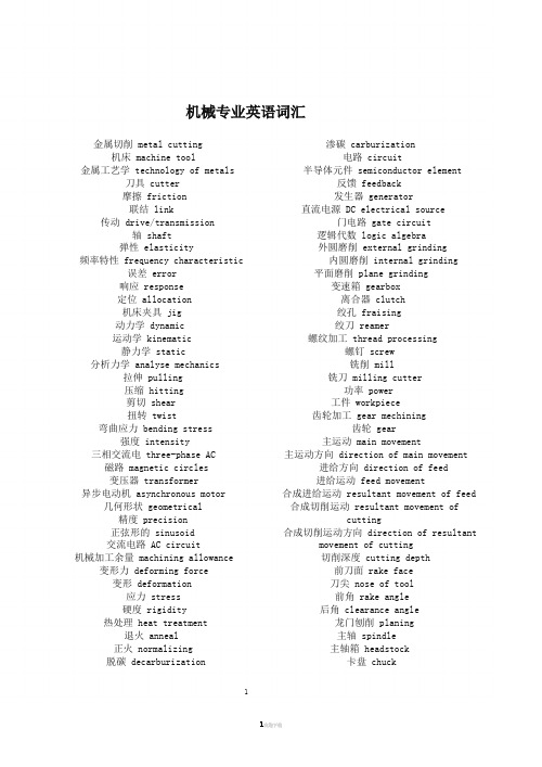 机械专业英语词汇【最新完整版】