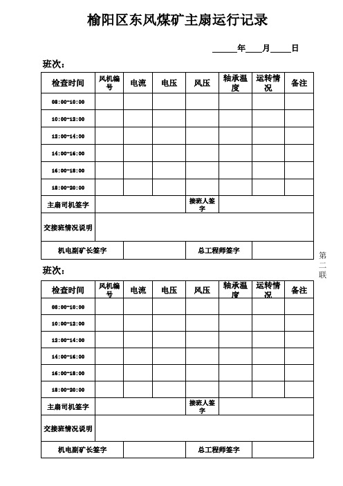 东风煤矿主扇运行记录