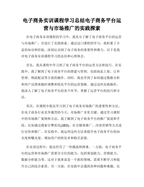 电子商务实训课程学习总结电子商务平台运营与市场推广的实践探索