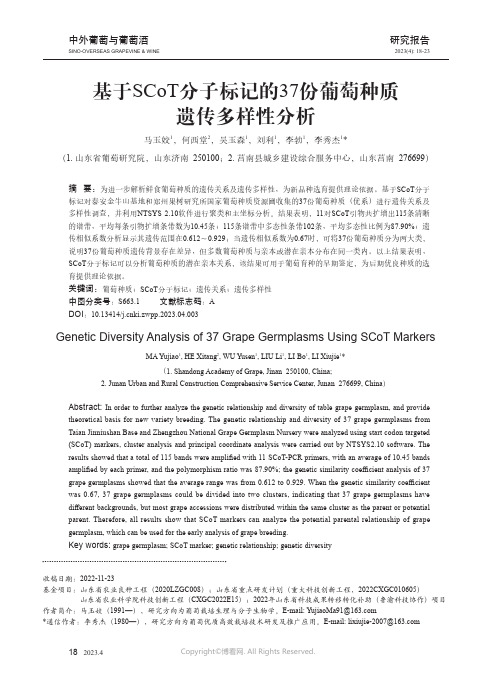 219474451_基于SCoT分子标记的37份葡萄种质遗传多样性分析