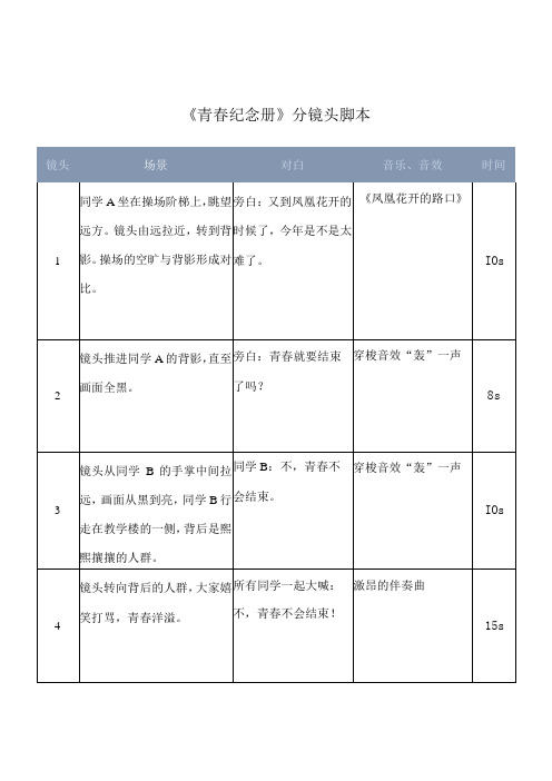 短视频分镜头拍摄脚本5份