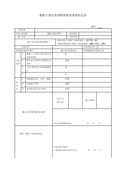 栽植土基层处理检验批质量验收记录