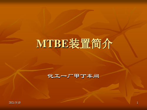 甲基叔丁基醚的装置生产原理及工艺流程课件ppt