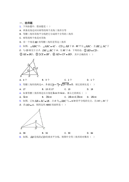 【鲁教版】八年级数学上期中模拟试题(含答案)