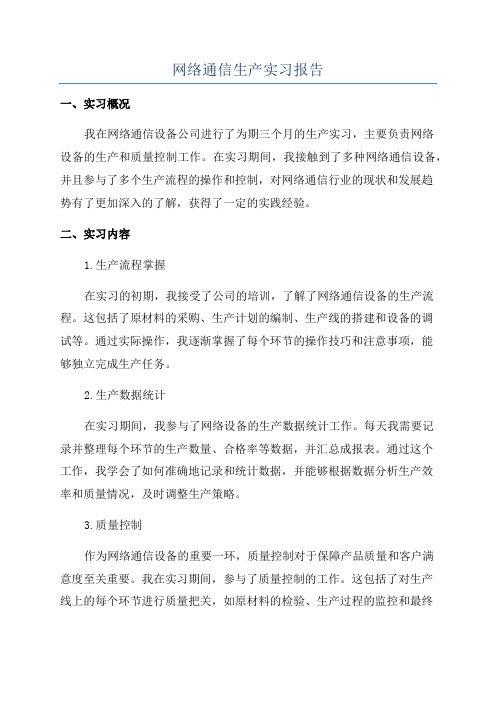 网络通信生产实习报告