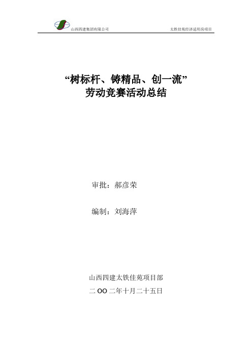 树标杆、铸精品、创一流活动总结