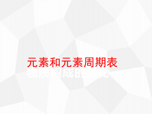 中考专题复习—元素和元素周期表(共38张PPT)