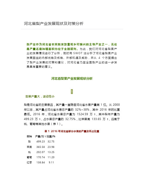 河北省梨产业发展现状及对策分析