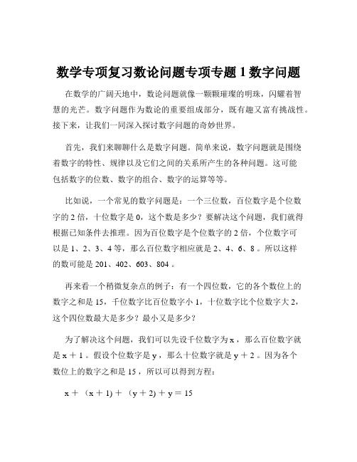 数学专项复习数论问题专项专题1数字问题