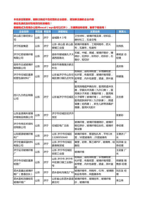 2020新版山东省济宁玻璃纤维工商企业公司名录名单黄页大全162家