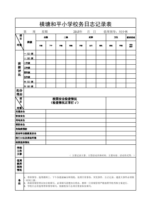校务日志记录表