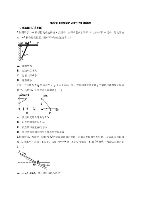 2020级人教版高中物理高三一轮基础复习第四章《曲线运动 万有引力》考试测试卷