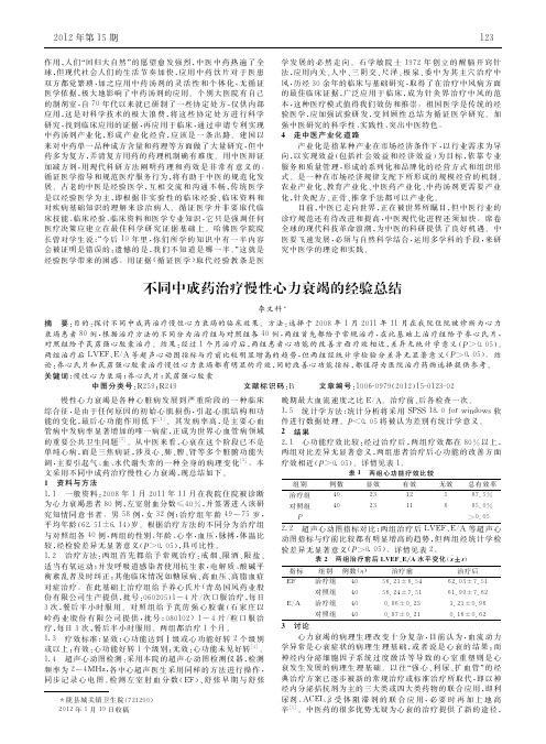 不同中成药治疗慢性心力衰竭经验总结