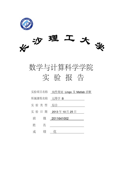 新版运筹学实验报告2013-新版-精选.pdf