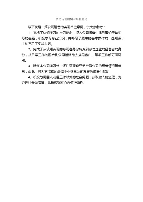 公司运营的实习单位意见_实习单位意见_