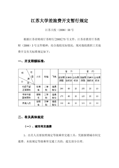 江苏大学差旅费开支暂行规定