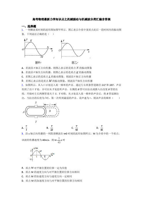 高考物理最新力学知识点之机械振动与机械波分类汇编含答案