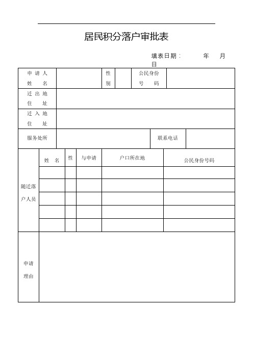 居民积分落户审批表【模板】