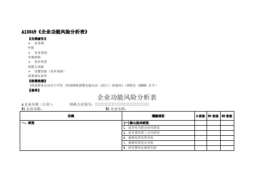 A10049《企业功能风险分析表》