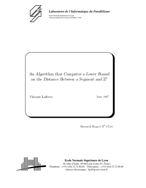 An Algorithm that Computes a Lower Bound on the Distance Between a Segment and Z