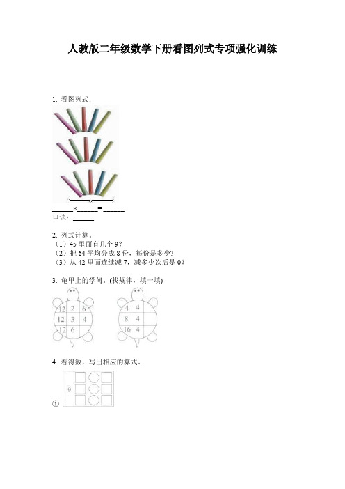 人教版二年级数学下册看图列式专项强化训练