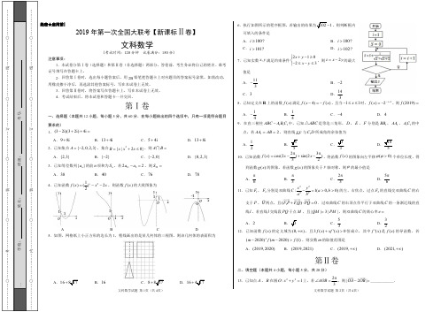 2019年3月2019届高三第一次全国大联考(新课标Ⅱ卷)-文科数学试卷及答案解析(考试版)-精品