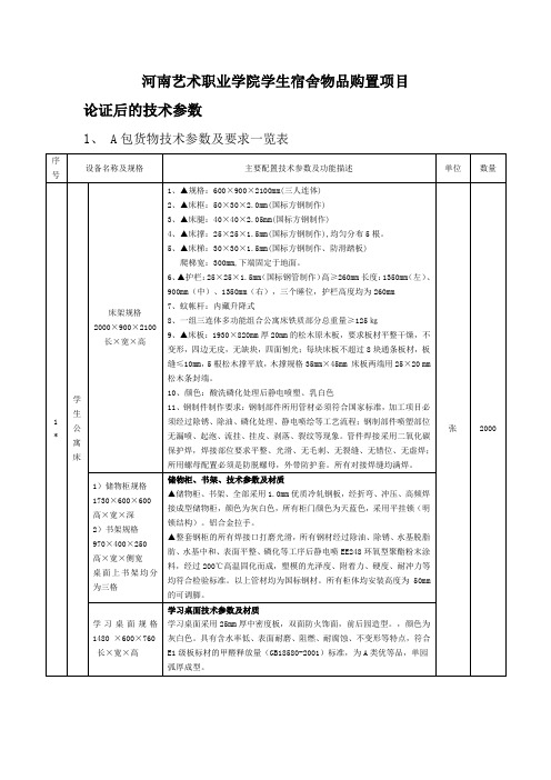 河南艺术职业学院学生宿舍物品购置项目