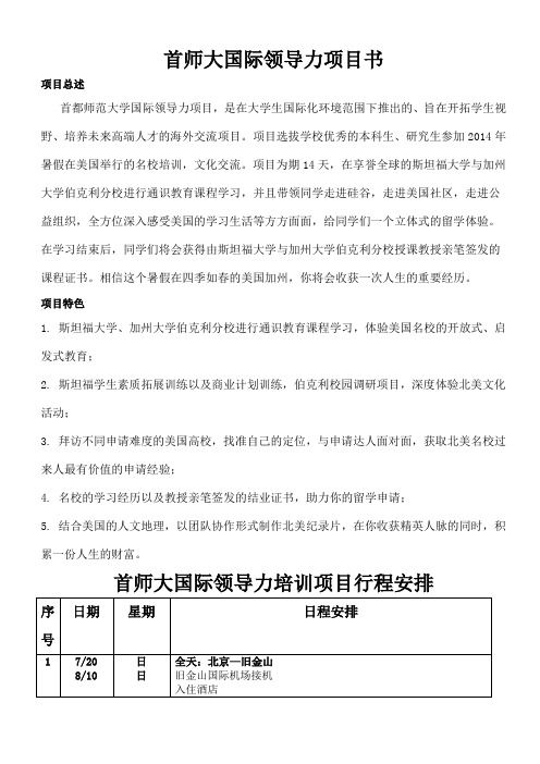 首师大领导力项目项目书