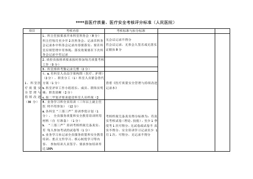 医疗质量医疗安全考核评分标准