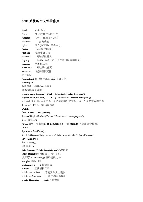 dede系统各个文件的作用及更换模板