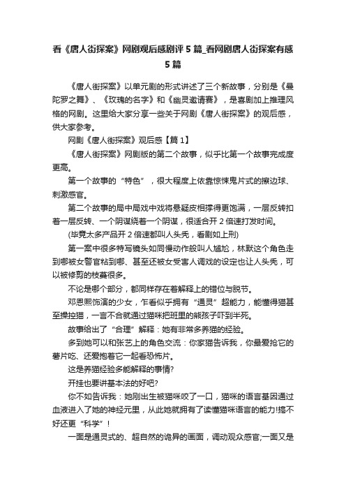 看《唐人街探案》网剧观后感剧评5篇_看网剧唐人街探案有感5篇