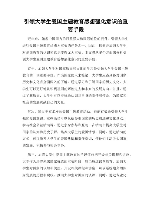 引领大学生爱国主题教育感想强化意识的重要手段