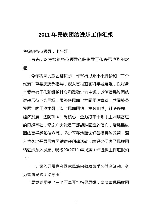 2011年民族团结进步工作总结1