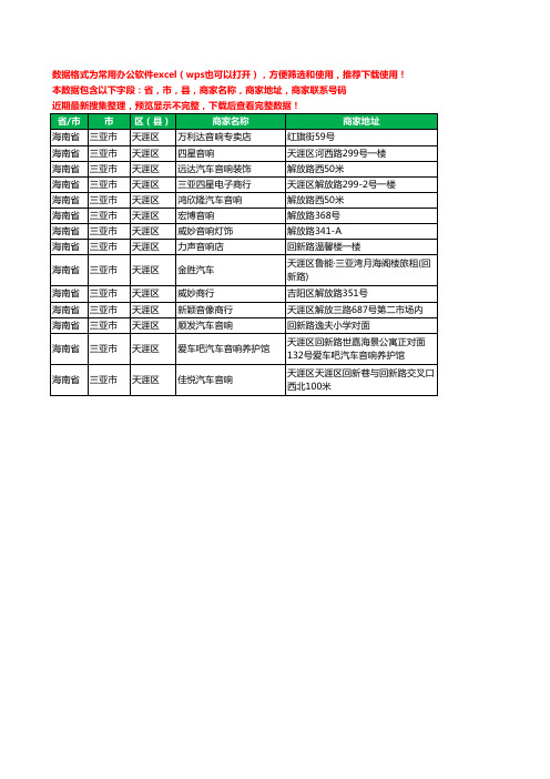 2020新版海南省三亚市天涯区音响工商企业公司商家名录名单黄页联系电话号码地址大全14家