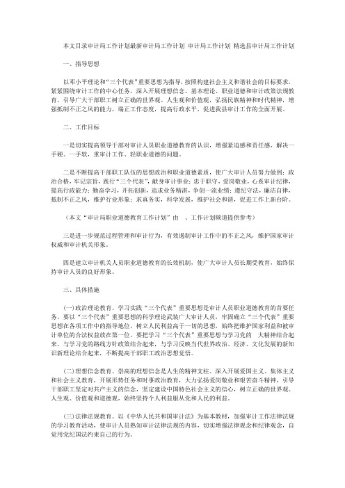 审计局工作计划4篇