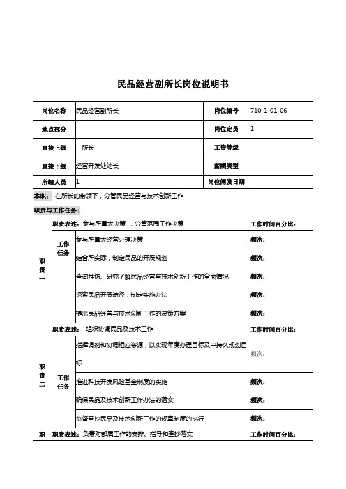 中船重工研究所民品经营副所长岗位说明书