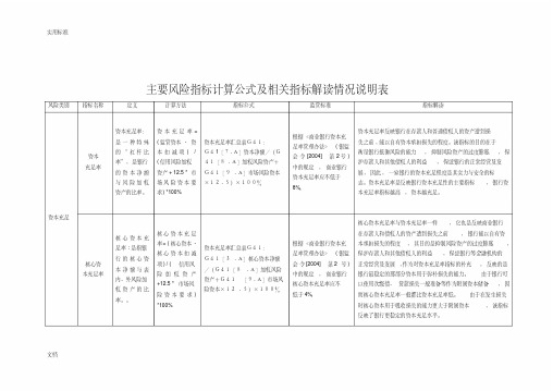 风险控制指标计算公式及其解读汇报