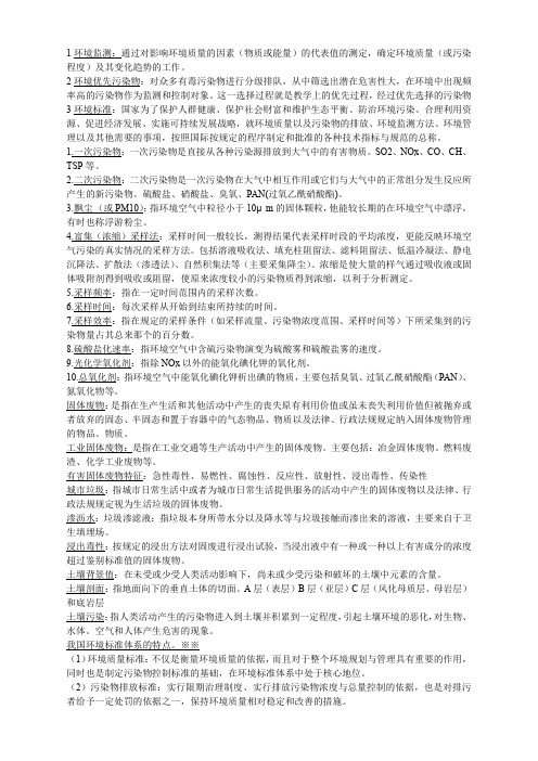 农科类环境监测重点简单汇总